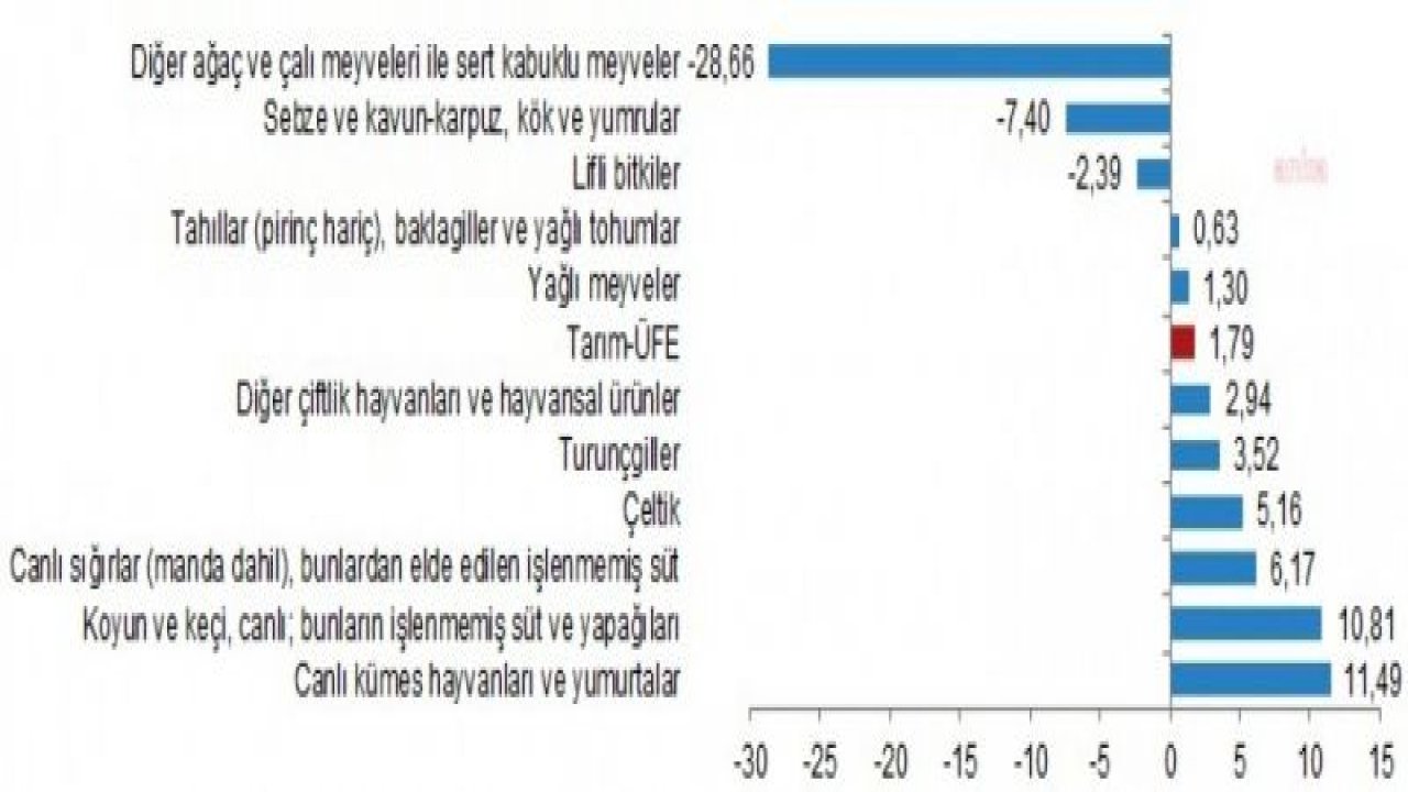 CANLI KÜMES HAYVANI VE YUMURTA ÜRETİCİ FİYATLARINDAKİ AYLIK ARTIŞ YÜZDE 11,49 İLE ZİRVE YAPTI