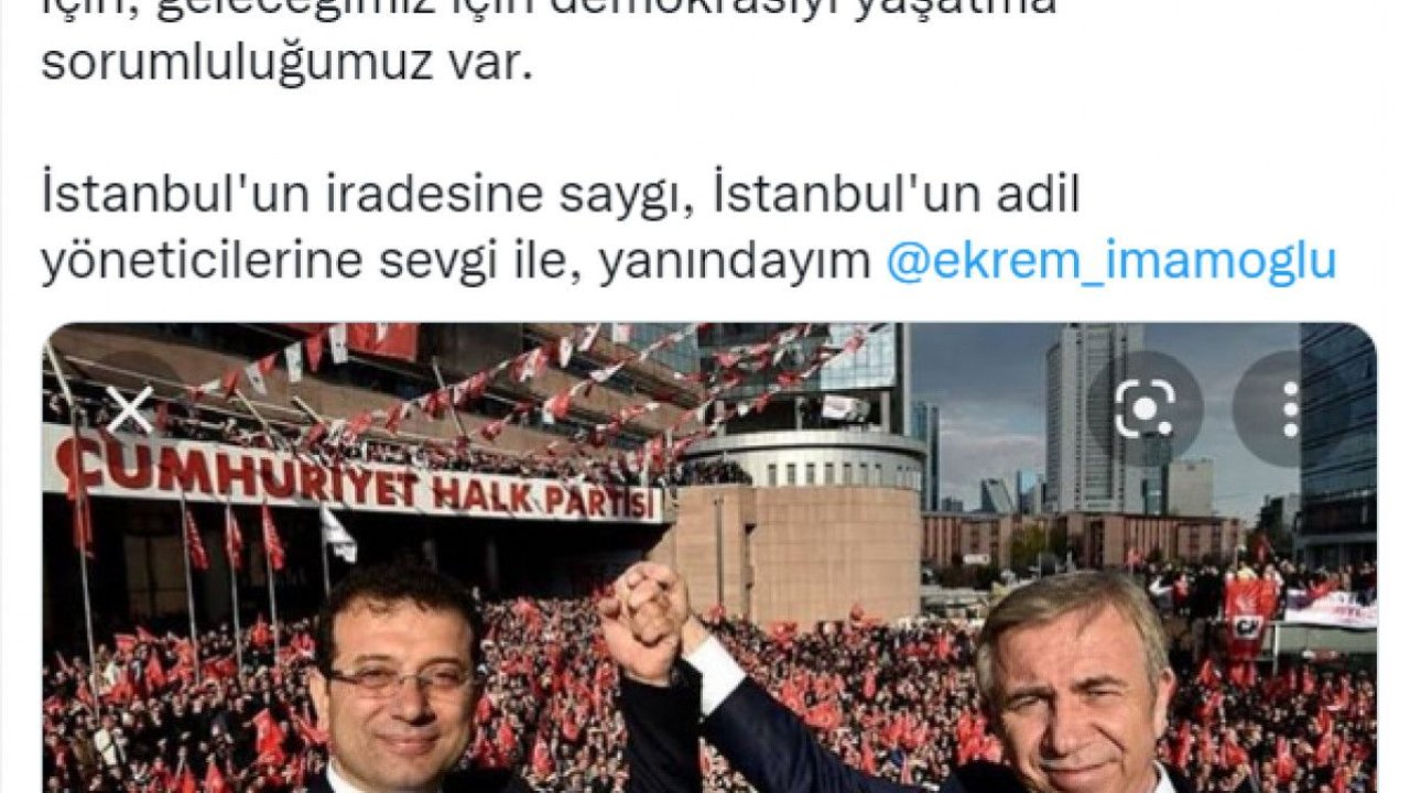 YAVAŞ’TAN İMAMOĞLU’NA DESTEK: “YANINDAYIM EKREM İMAMOĞLU”