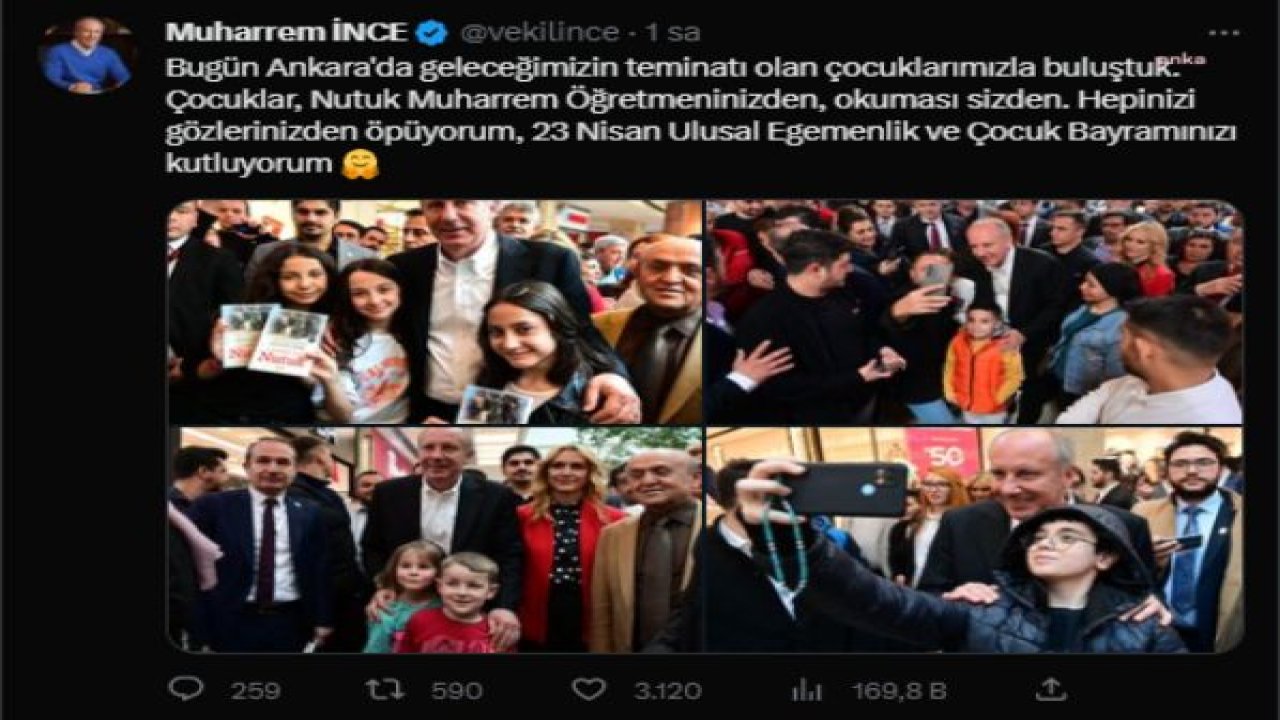 MUHARREM İNCE, 23 NİSAN ULUSAL EGEMENLİK VE ÇOCUK BAYRAMINDA ÇOCUKLARA NUTUK HEDİYE ETTİ