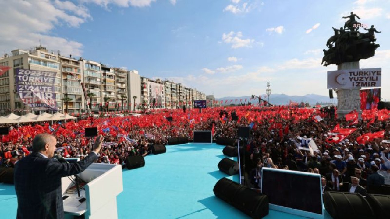 ERDOĞAN: İZMİR’İN DAĞLARINDA AÇAN ÇİÇEKLERİ BABALARININ MALI SANARAK SAĞA SOLA PEŞKEŞ ÇEKENLERE VERİLECEK EN GÜZEL CEVAP, İZMİRLİNİN SANDIKTA KENDİ İRADESİNE VE GELECEĞİNE SAHİP ÇIKTIĞINI GÖSTERMESİDİR