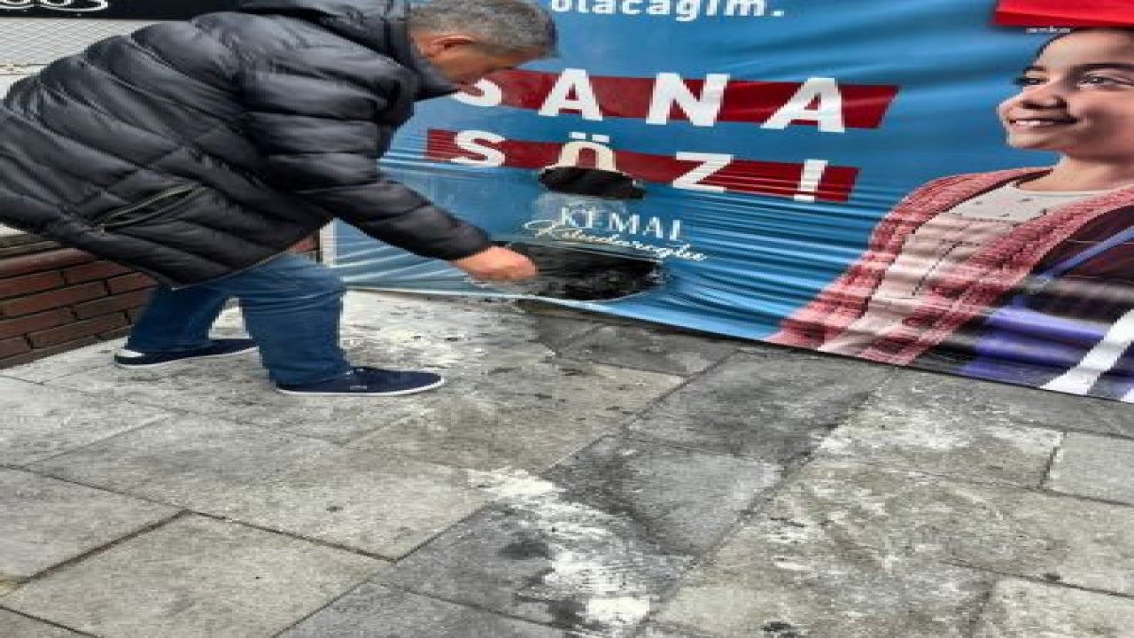 İSTANBUL ORTAKÖYDE CHP'NİN SEÇİM ÇADIRINA SALDIRI