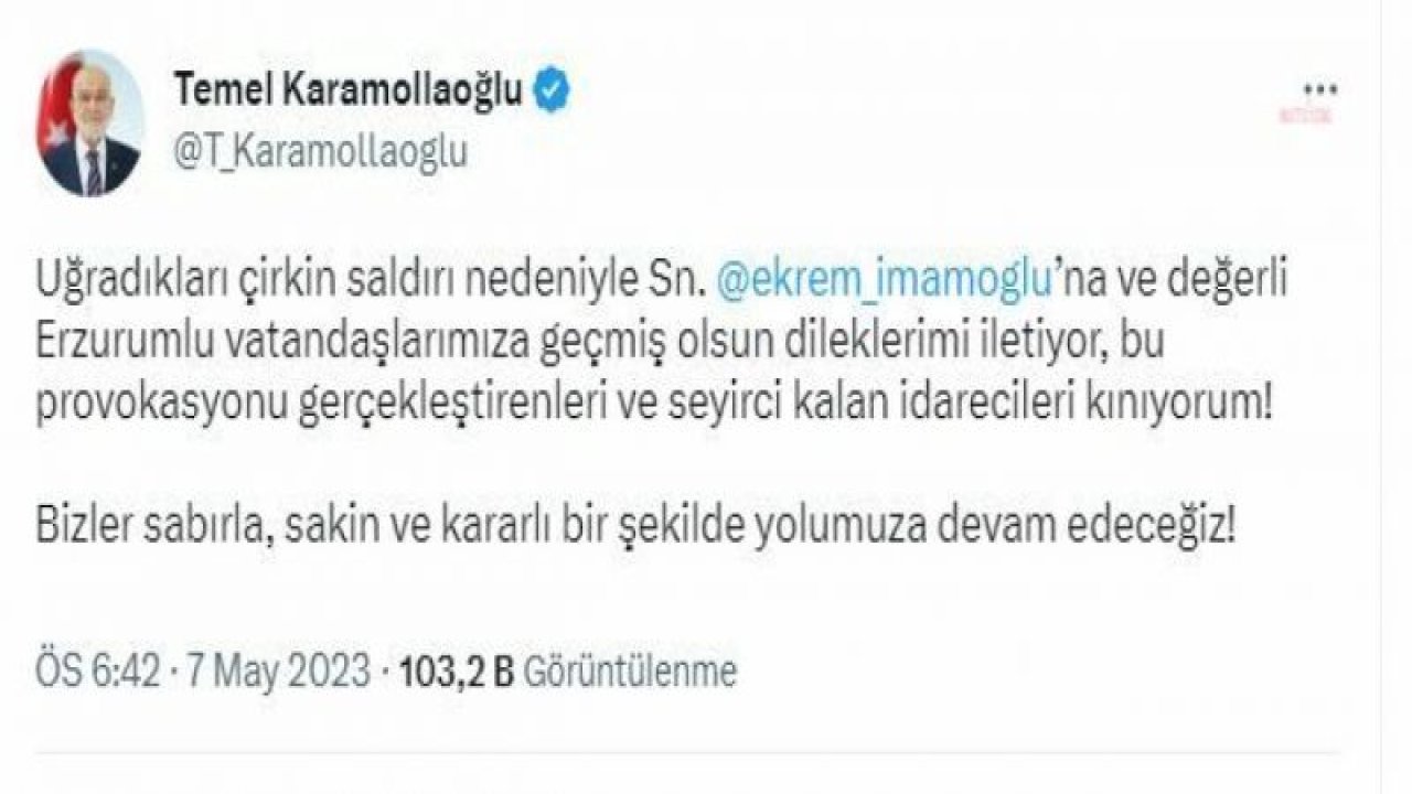 KARAMOLLAOĞLU’NDAN İMAMOĞLU’NA YÖNELİK PROVOKASYONA TEPKİ: "SEYİRCİ KALAN İDARECİLERİ KINIYORUM"