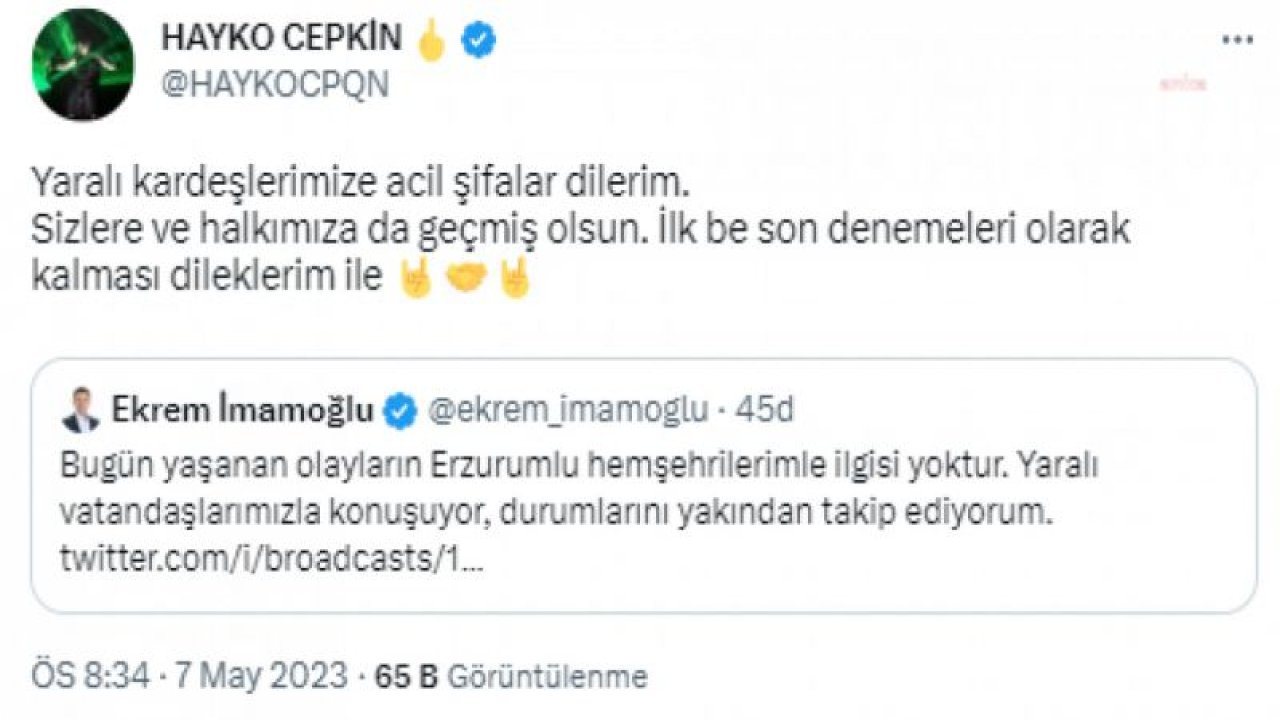 SANATÇILAR, İMAMOĞLU’NA YÖNELİK PROVOKASYONA TEPKİ GÖSTERDİ. CEM YILMAZ: “İYİLİĞİN KAZANMASINA HASRETİZ”