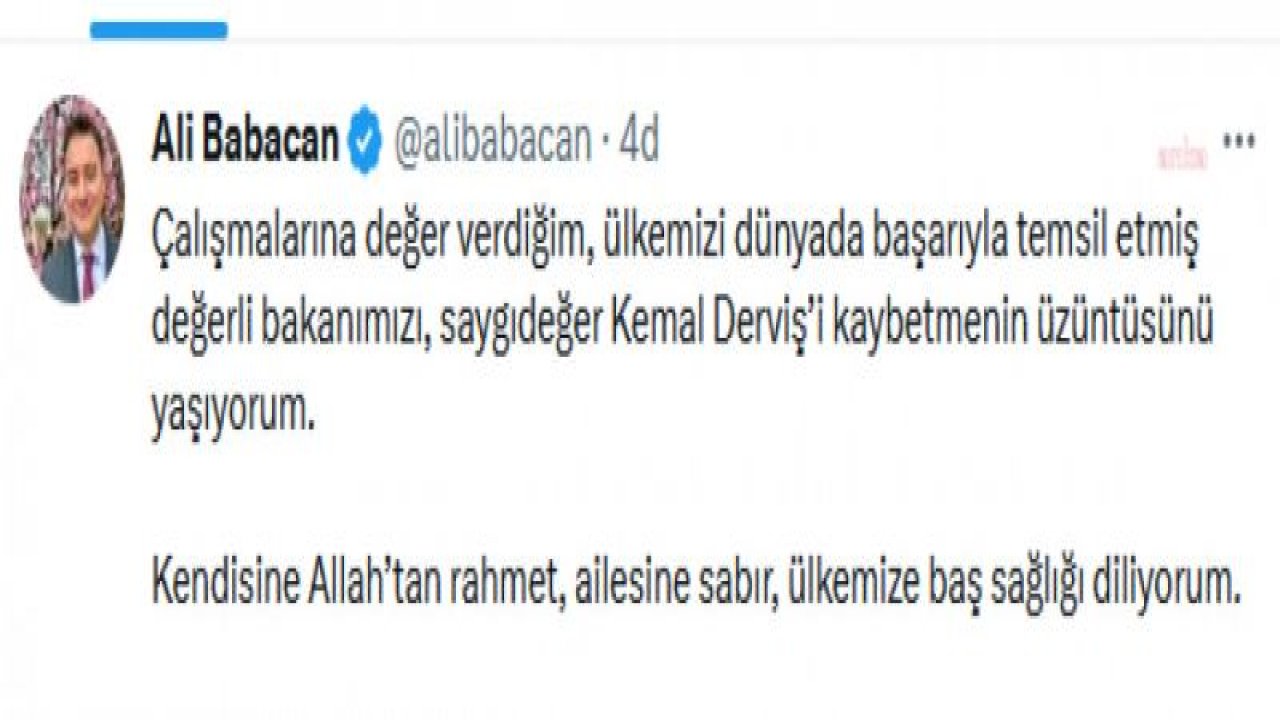 ESKİ DEVLET BAKANI KEMAL DERVİŞ YAŞAMINI YİTİRDİ