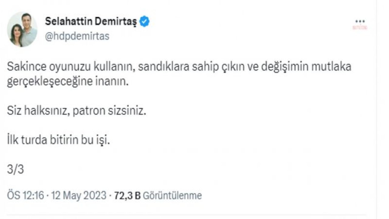 DEMİRTAŞ: “İRADENİZİN SAHTE SES VEYA VİDEO KAYITLARIYLA YANILTILMASINA İZİN VERMEYİN. SİYASETİ KASET KUMPASLARIYLA DİZAYN ETME ZİHNİYETİ AKP İLE GELDİ, AKP İLE GİDECEK”