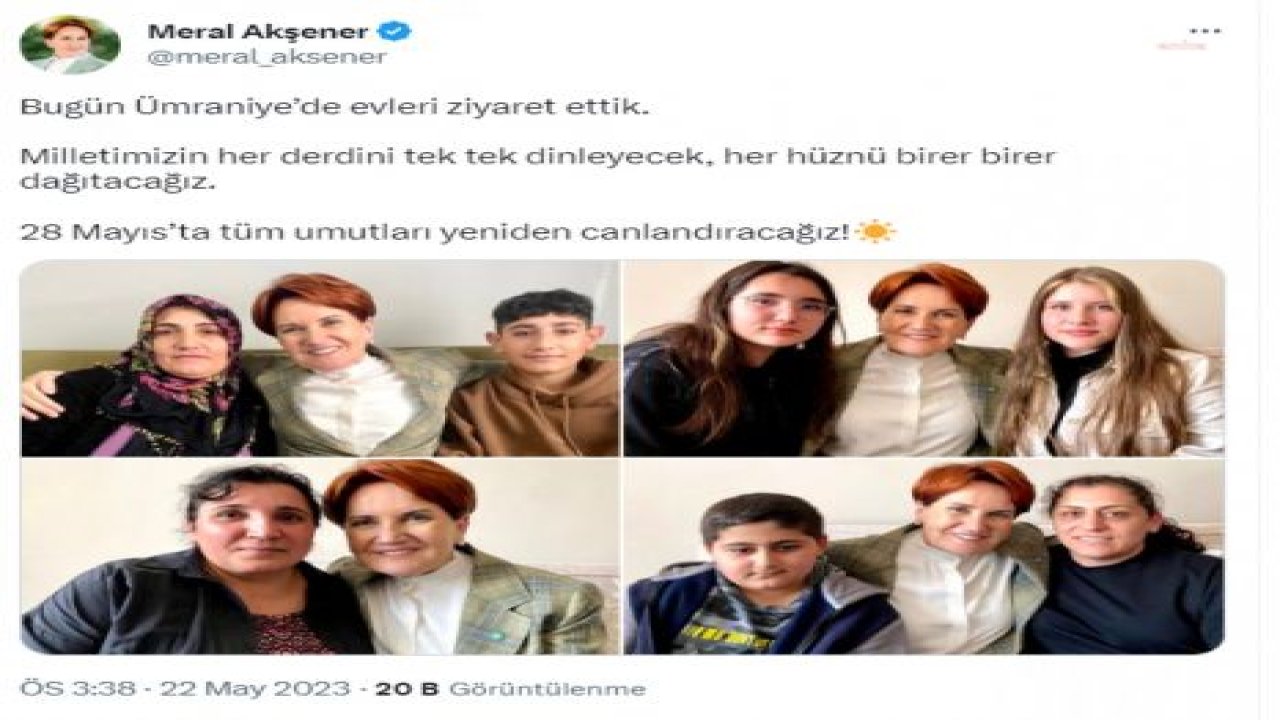 MERAL AKŞENER: “28 MAYIS’TA TÜM UMUTLARI YENİDEN CANLANDIRACAĞIZ”