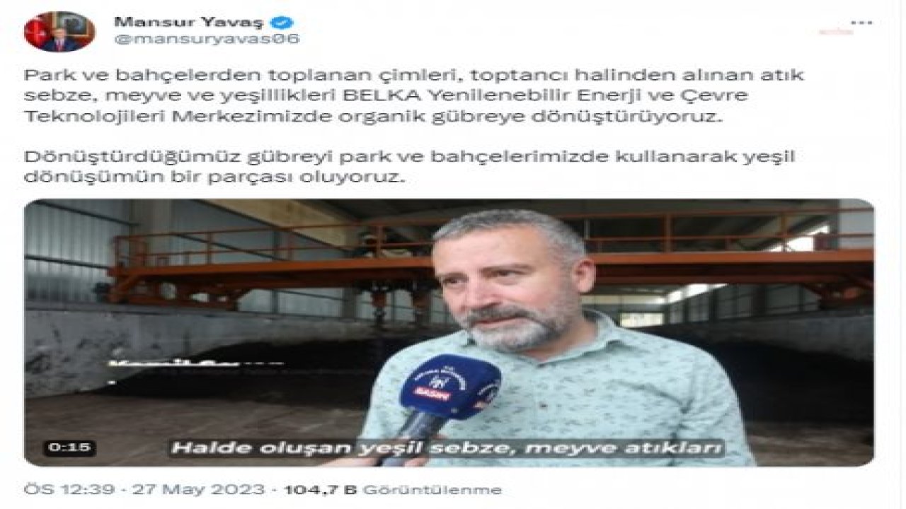 ANKARA BÜYÜKŞEHİR BELEDİYESİ, ATIK YAŞ SEBZE VE MEYVELERİ ORGANİK GÜBREYE DÖNÜŞTÜRÜYOR… MANSUR YAVAŞ: “YEŞİL DÖNÜŞÜMÜN BİR PARÇASI OLUYORUZ”