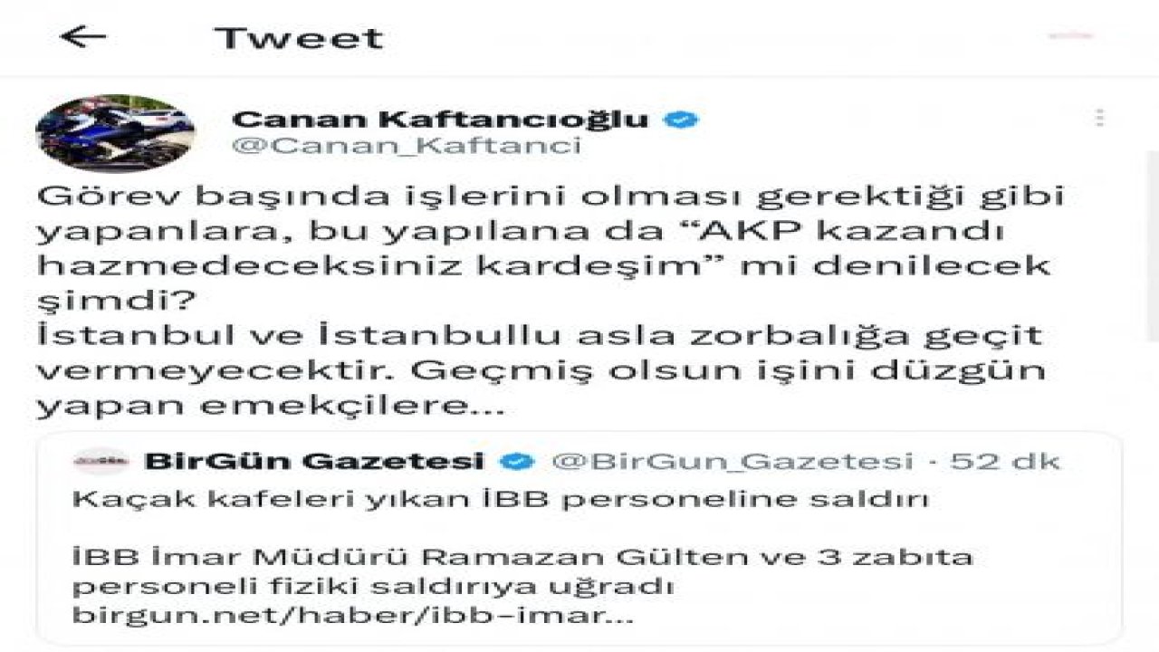 KAFTANCIOĞLU’NDAN İBB EKİBİNE SALDIRIYA TEPKİ: “İSTANBULLU ASLA ZORBALIĞA GEÇİT VERMEYECEKTİR”