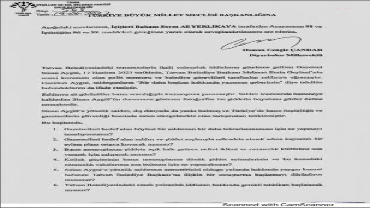 CENGİZ ÇANDAR’DAN BAKAN YERLİKAYA’YA: “BASIN MENSUPLARINI ŞİDDETE AÇIK HALE GETİREN NEFRET İKLİMİ VE CEZASIZLIK KÜLTÜRÜNE SON VERMEK İÇİN ÇALIŞACAK MISINIZ?”