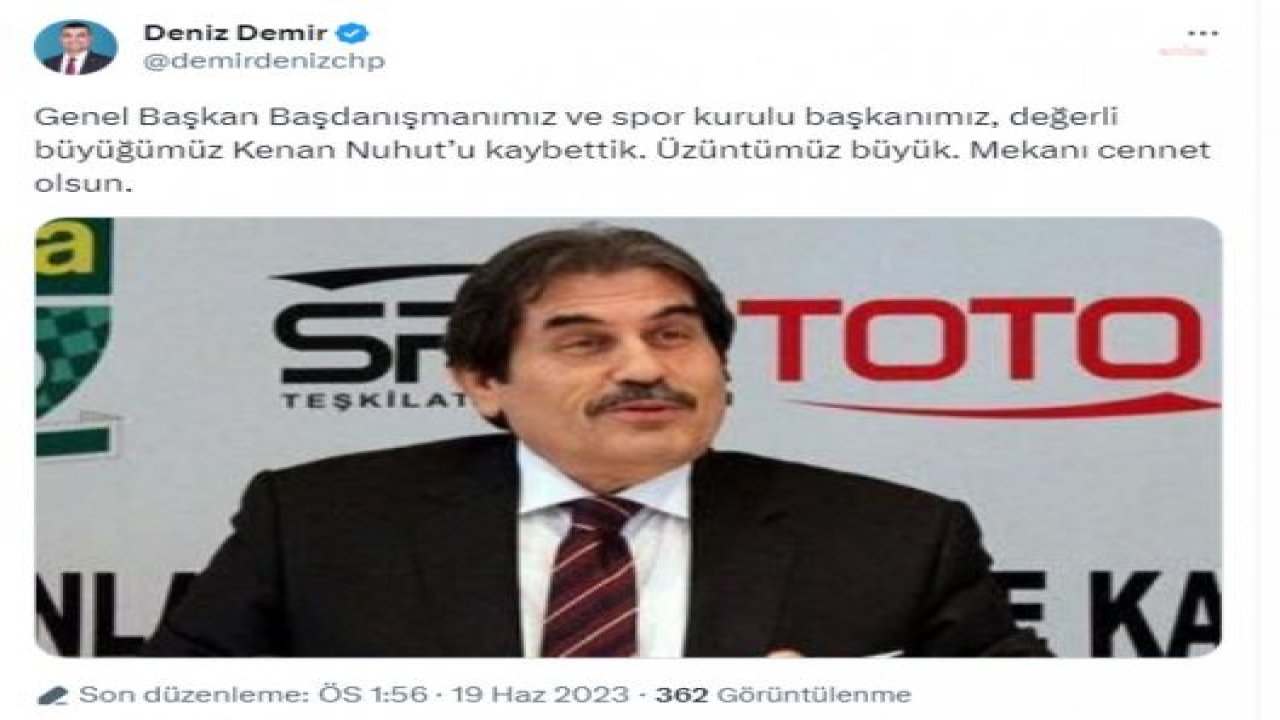 CHP SPOR KURULU BAŞKANI KENAN NUHUT YAŞAMINI YİTİRDİ