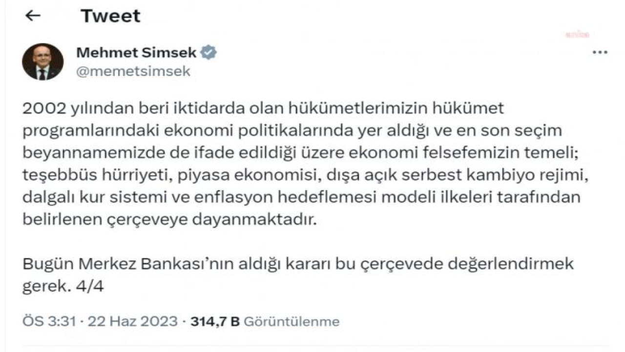 BAKAN ŞİMŞEK: "PARAMIZIN İSTİKRARLI VE GÜVENLİ OLMASI, DOLARİZASYON BELASINDAN KURTULMAK İÇİN EN ETKİLİ ÇÖZÜMDÜR"