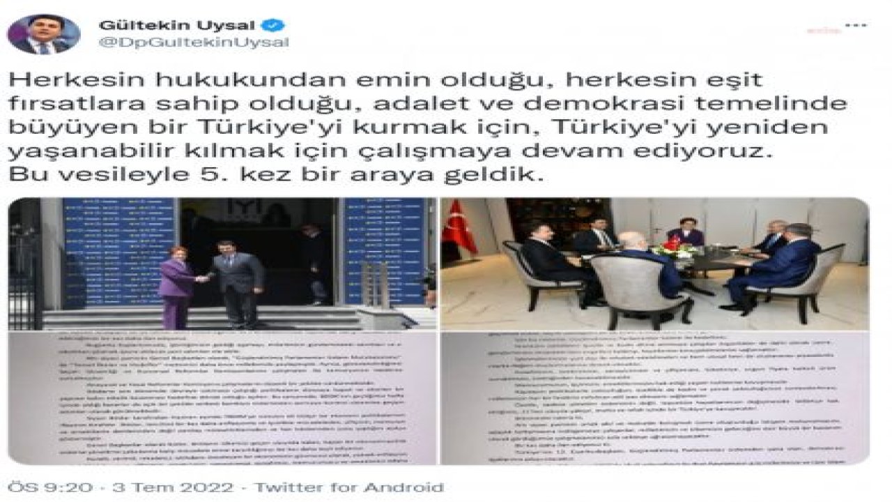 UYSAL: “TÜRKİYE'Yİ YENİDEN YAŞANABİLİR KILMAK İÇİN ÇALIŞMAYA DEVAM EDİYORUZ”