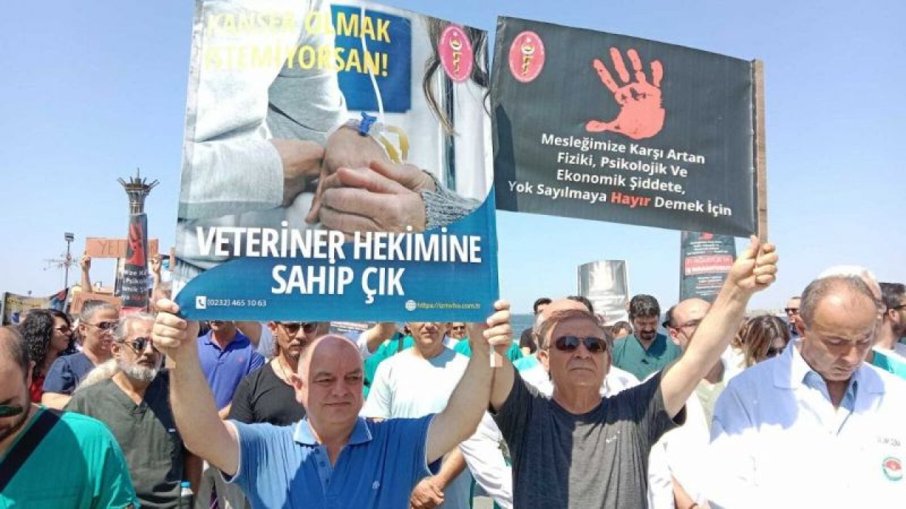 İZMİR'DE VETERİNER HEKİMLERDEN, 'SAĞLIKTA ŞİDDET YASASI' ÇAĞRISI