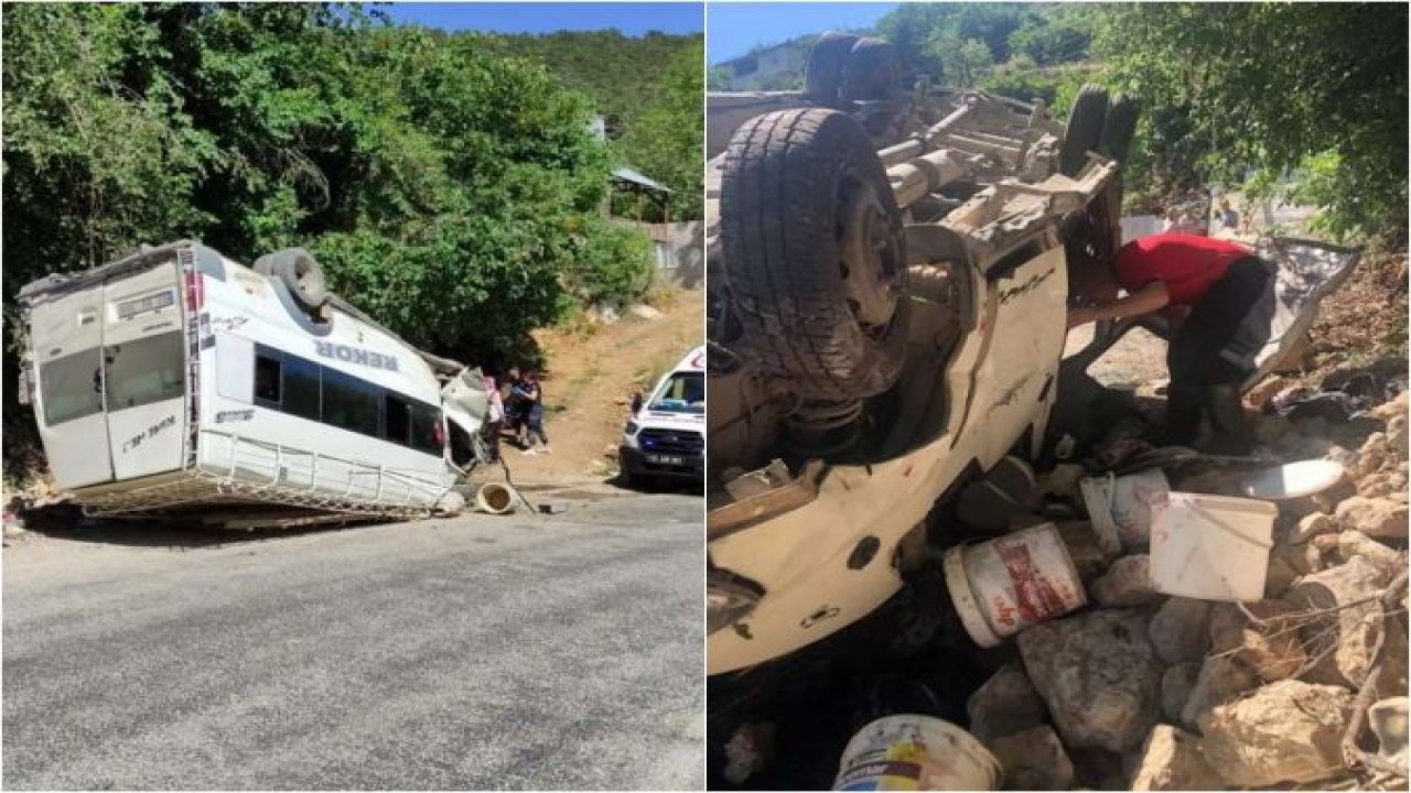 Tarım işçilerini taşıyan minibüs devrildi: 4'ü ağır 27 yaralı