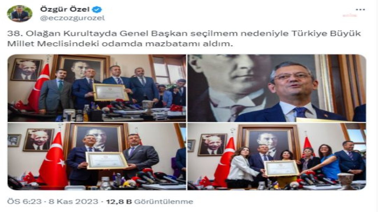 ÖZEL: "38. OLAĞAN KURULTAYDA GENEL BAŞKAN SEÇİLMEM NEDENİYLE TÜRKİYE BÜYÜK MİLLET MECLİSİ'NDEKİ ODAMDA MAZBATAMI ALDIM"