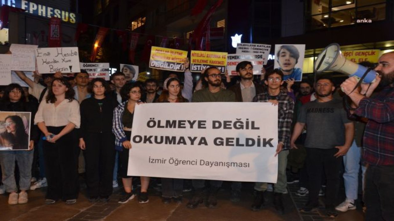 İZMİR ÖĞRENCİ DAYANIŞMASI, NİTELİKLİ BARINMA VE BESLENME HAKKI İÇİN YÜRÜDÜ: “ÖLMEYE DEĞİL OKUMAYA GELDİK”