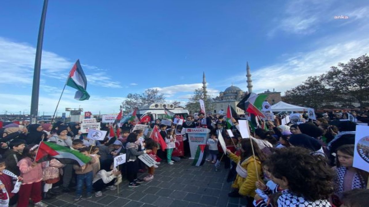 SAADET PARTİSİ İSTANBUL İL BAŞKANLIĞI, ÇOCUKLARLA FİLİSTİN'E DESTEK AÇIKLAMASI YAPTI, İSLAM ÜLKELERİNİ AYAĞA KALKMAYA ÇAĞIRDI