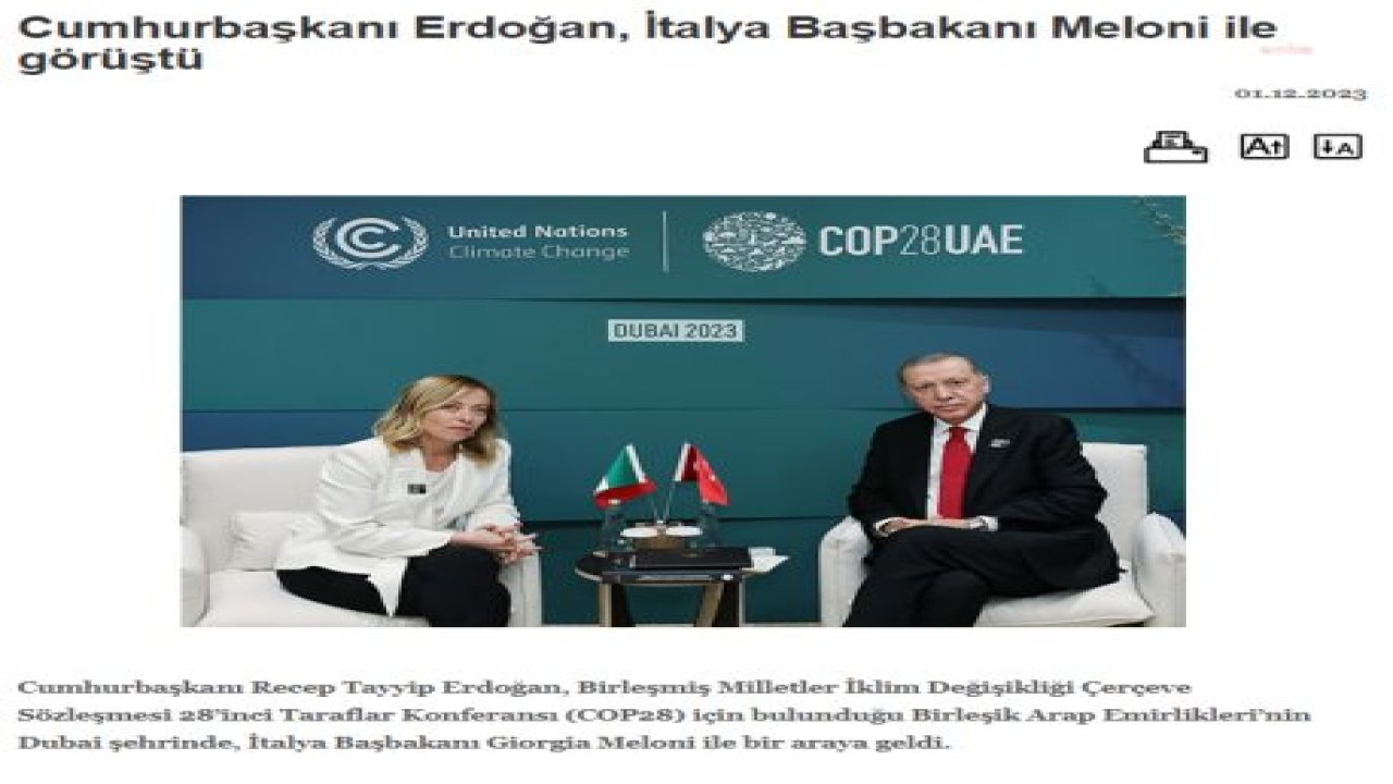 CUMHURBAŞKANI ERDOĞAN DUBAİ'DE İSKOÇYA BAŞBAKANI YUSUF VE İTALYA BAŞBAKANI MELONİ İ İLE GÖRÜŞTÜ