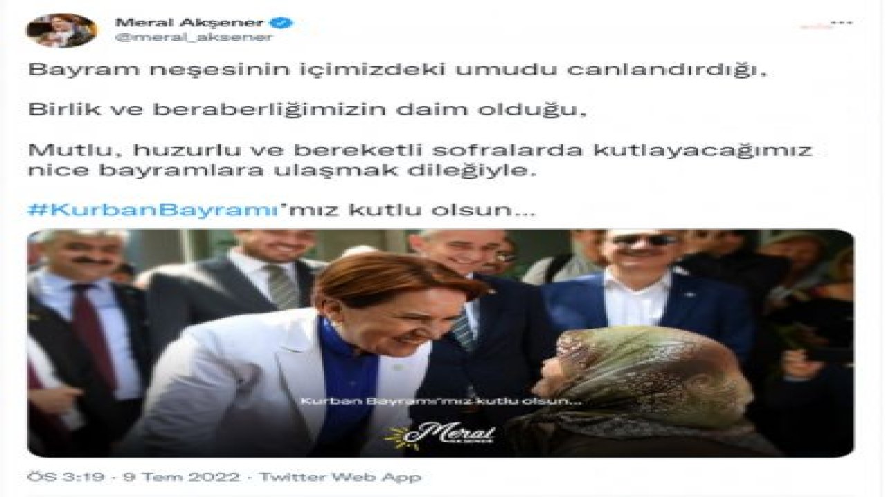 AKŞENER: “BAYRAM NEŞESİNİN İÇİMİZDEKİ UMUDU CANLANDIRDIĞI, MUTLU, HUZURLU SOFRALARDA KUTLAYACAĞIMIZ NİCE BAYRAMLARA ULAŞMAK DİLEĞİYLE”