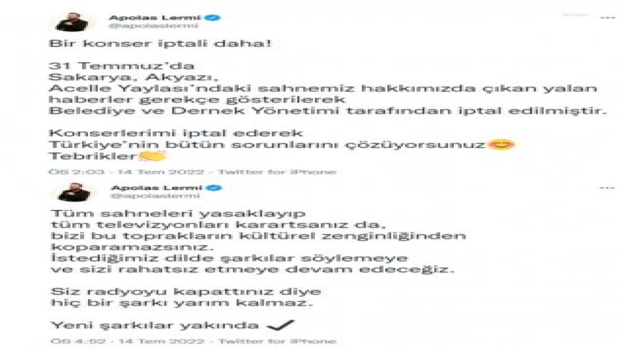 SANATÇI APOLAS LERMİ: “SAHNELERİ YASAKLAYIP TELEVİZYONLARI KARARTSANIZ DA BİZİ BU TOPRAKLARIN KÜLTÜREL ZENGİNLİĞİNDEN KOPARAMAZSINIZ”