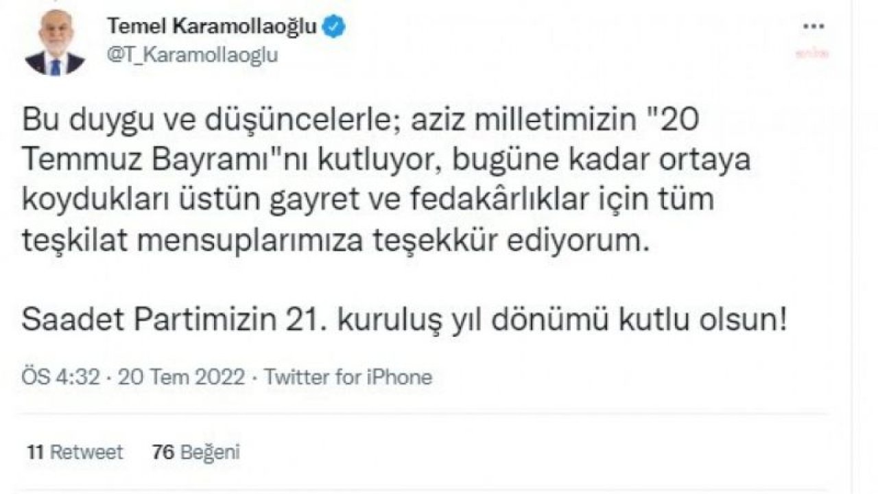 TEMEL KARAMOLLAOĞLU: "TÜRKİYE’NİN BUGÜN ‘KIBRIS SORUNU’ DİYE BİR SORUNU YOKTUR"