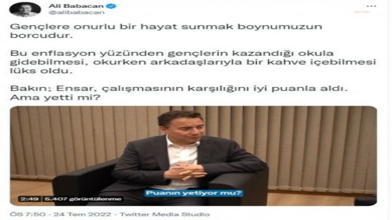 ALİ BABACAN’IN DİNLEDİĞİ TRABZONLU GENÇ: "BEN UTANIYORUM ARTIK ‘BABA BANA PARA VER, ANNE BANA PARA VER’ DİYEMİYORUM"