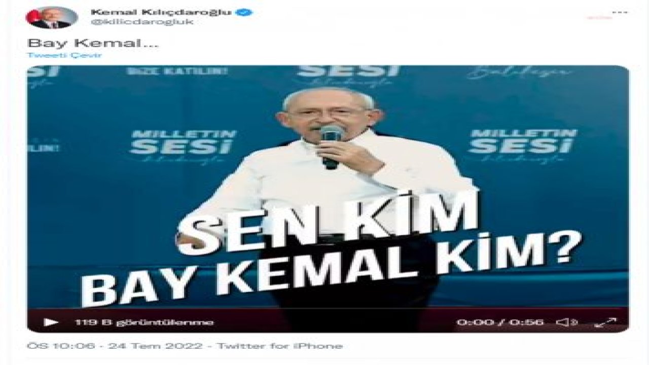 KILIÇDAROĞLU TWITTER HESABININ BİYOGRAFİ KISMINA “BAY KEMAL” YAZDI: "SEN KİM, BAY KEMAL KİM?”