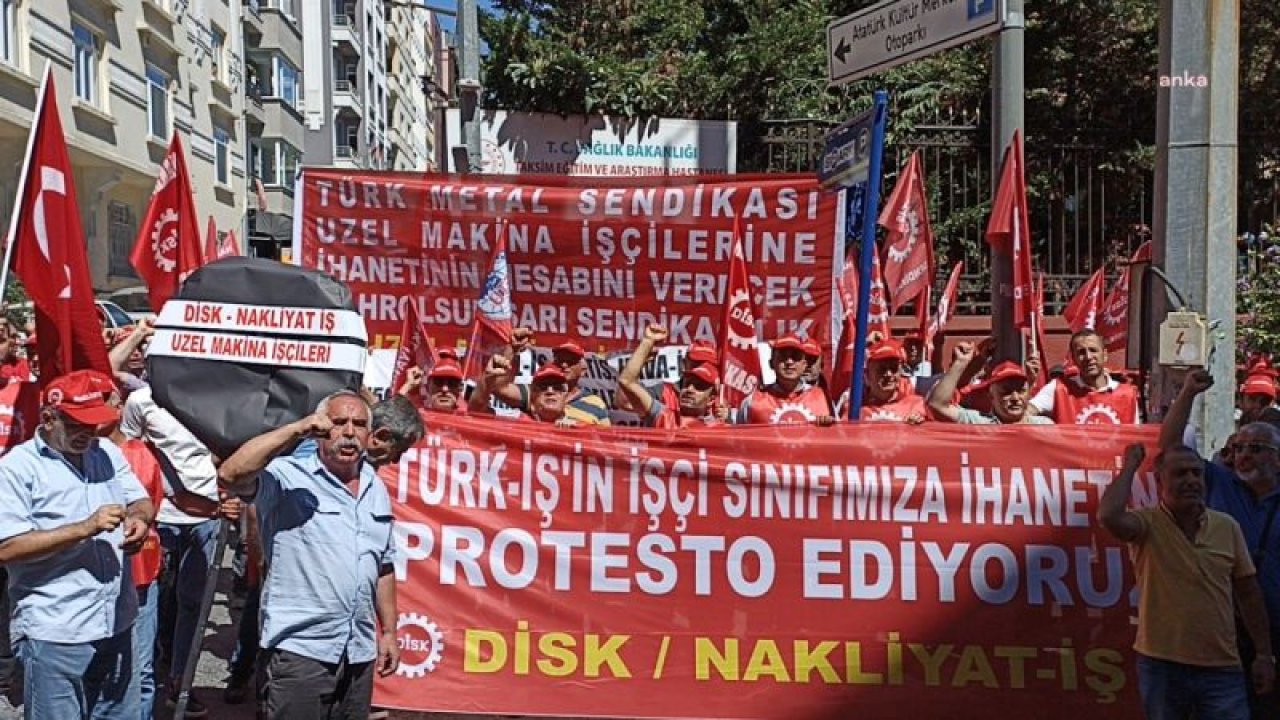 NAKLİYAT-İŞ VE UZEL MAKİNE İŞÇİLERİ, TÜRK-İŞ’İ PROTESTO ETTİ. PROTESTOCULARLA TÜRK-İŞ TEMSİLCİLERİ ARASINDA GERGİNLİK YAŞANDI