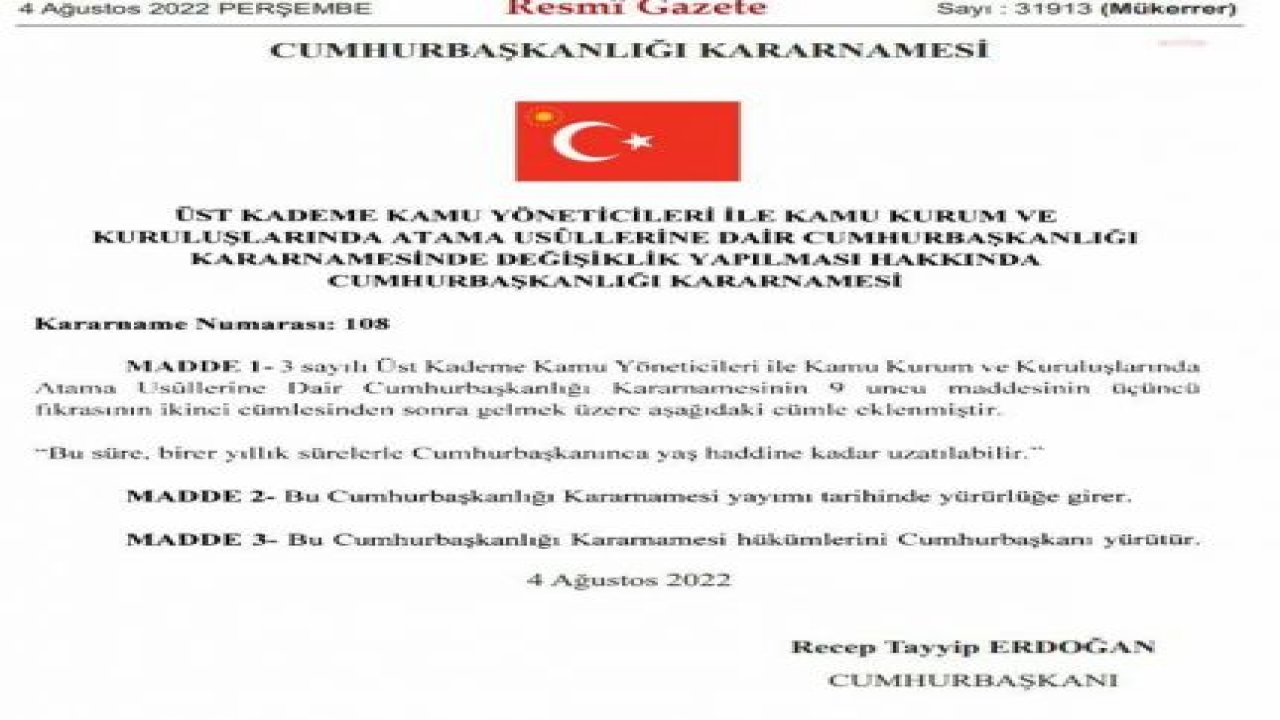 YAŞ TOPLANTISI SÜRERKEN, GENELKURMAY BAŞKANI ORG. YAŞAR GÜLER İÇİN CUMHURBAŞKANLIĞI KARARNAMESİ DE DEĞİŞTİRİLDİ